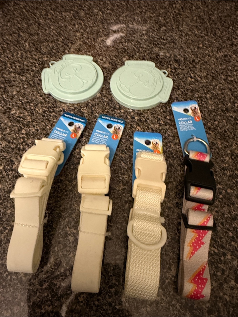 Bundle of Four Large Dog Collars and two can covers